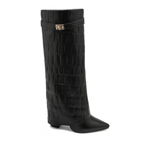 Черни ботуши на висок ток- Klaudiq Black 11577