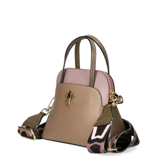 Чанта от естествена кожа с две лица- EGO Beige 11586