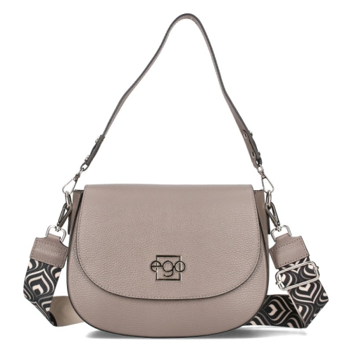 Сива чанта от естествена кожа с дълга дръжка- EGO Grey 11597