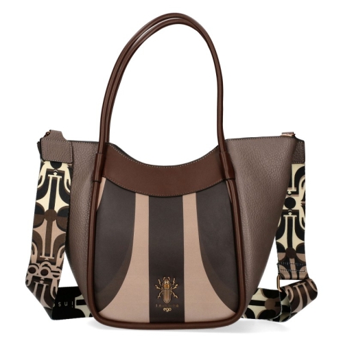 Кафява дамска чанта с дълги дръжки за рамо- EGO Inesecta 11599