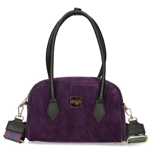 Лилава чанта от естествен велур с цвете- EGO 11611