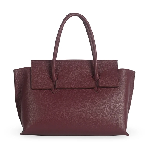 Чанта от естествена кожа цвят бордо с преграда- Steisi Burgundy 11616