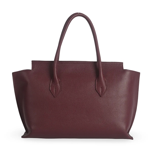 Чанта от естествена кожа цвят бордо с преграда- Steisi Burgundy 11616