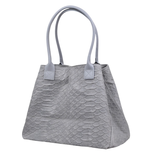 Сива дамска чанта от естествена кожа с дълги дръжки за рамо- Frea Grey 11528