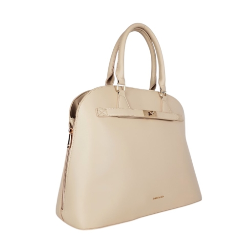 Твърда бежова чанта с дълга дръжка- Duki&Daso 11627