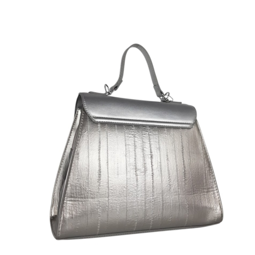 Сребриста дамска чанта с дълга дръжка- Duki&Daso 11628