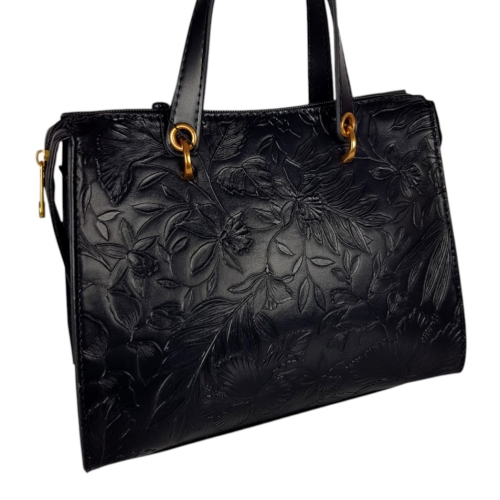 Черна дамска чанта с цветя- Duki&Daso 11629