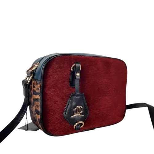 Чанта цвят бордо с леопардов акцент- Duki&Daso 11631