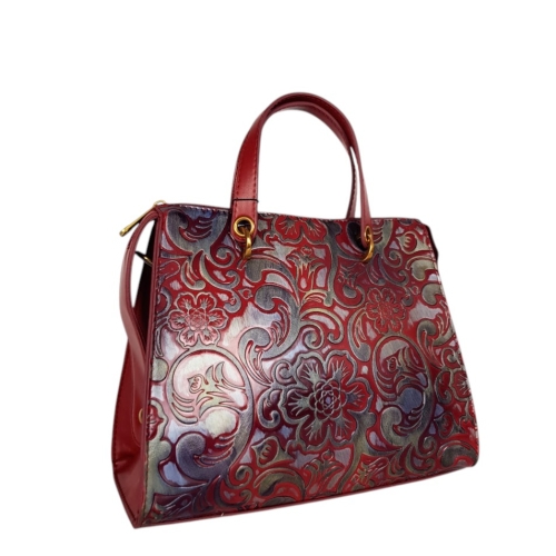 Червена дамска чанта с цветя- Duki&Daso 11638