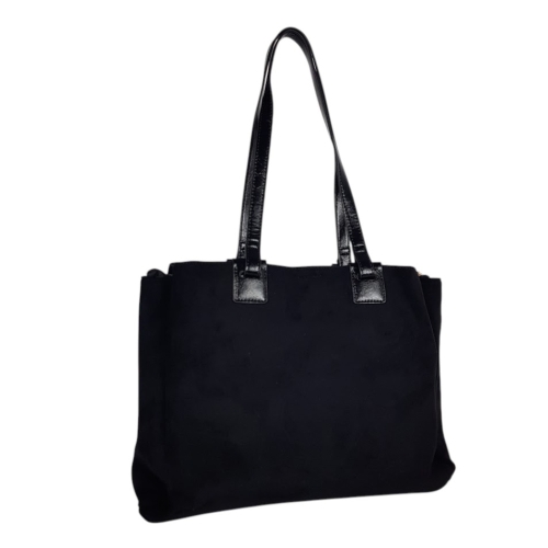 Черна велурена чанта с дълги дръжки- Duki&Daso 11642