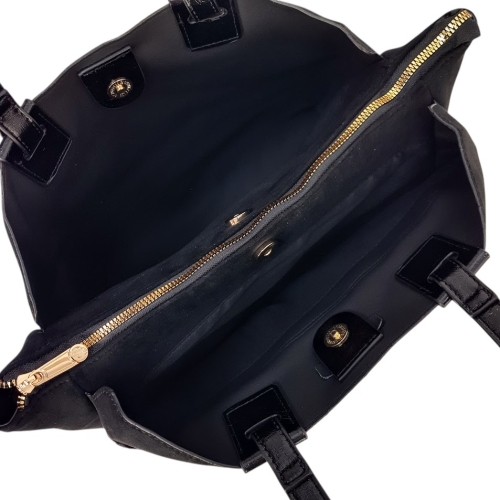 Черна велурена чанта с дълги дръжки- Duki&Daso 11642