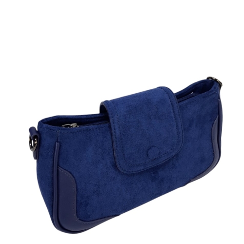 Синя велурена чанта с дълга дръжка- Duki&Daso 11648