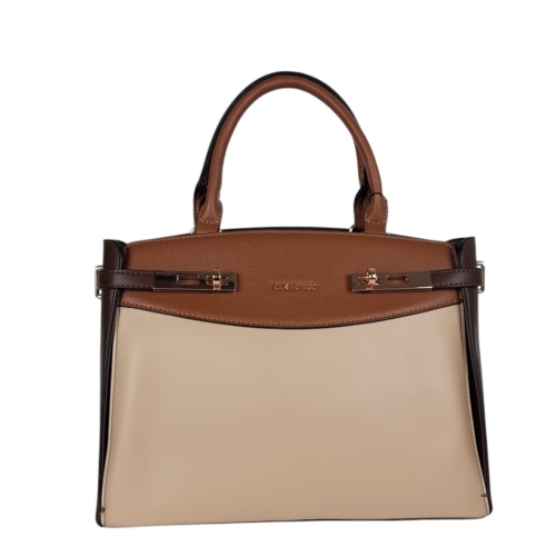 Бежови обувки на широк ток с камъни- Sahara Beige 10285