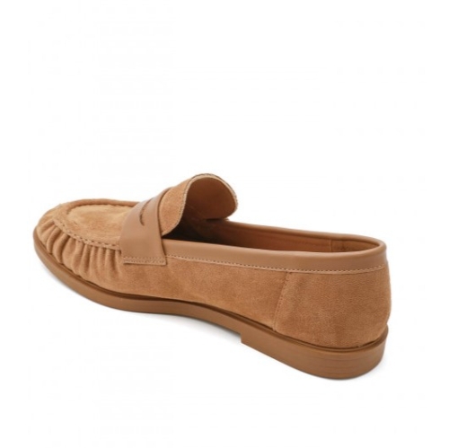 Дамски велурени мокасини цвят камел- Klara Camel 11660