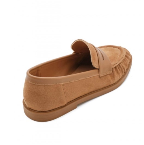 Дамски велурени мокасини цвят камел- Klara Camel 11660