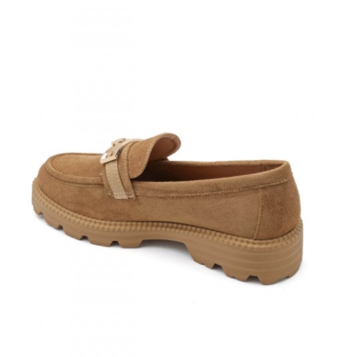 Дамски велурени мокасини цвят камел- Rita Camel 11663