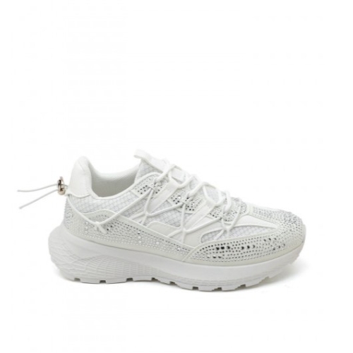 Бели дамски маратонки с камъни- Sisi White 11679