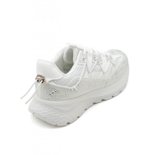 Бели дамски маратонки с камъни- Sisi White 11679