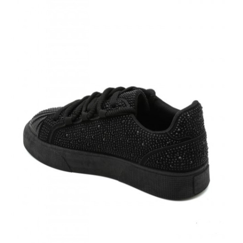 Черни дамски кецове с камъни- Qnita Black 11682