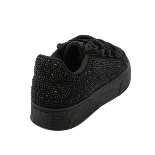 Черни дамски кецове с камъни- Qnita Black 11682