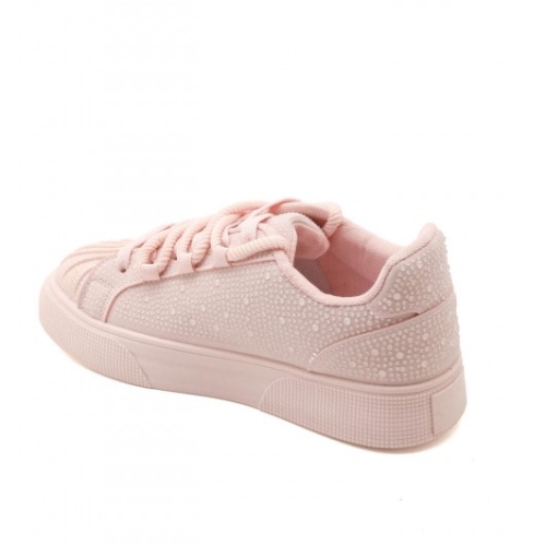 Розови дамски кецове с камъни- Qnita Pink 11685