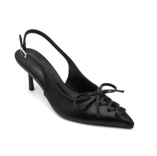 Черни остри обувки на ток Slingback- Dara Black 11692