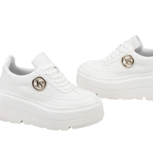 Бели кецове на платформа- Vaqna White 11696