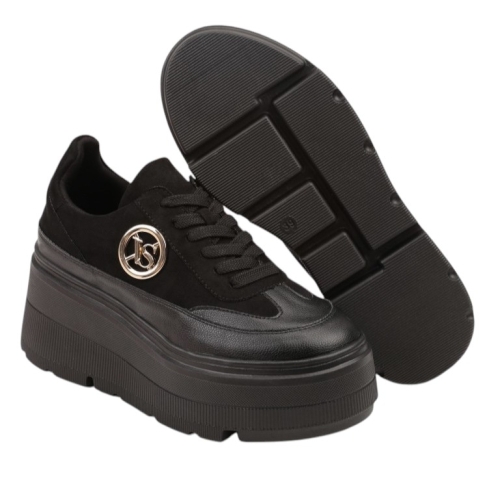 Черни кецове на платформа- Vaqna Black 11697