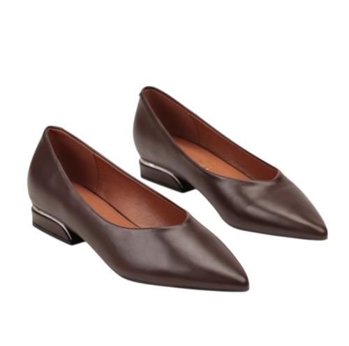 Кафяви остри обувки на широк ток- Katlin Brown 11701