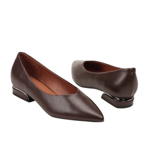 Кафяви остри обувки на широк ток- Katlin Brown 11701