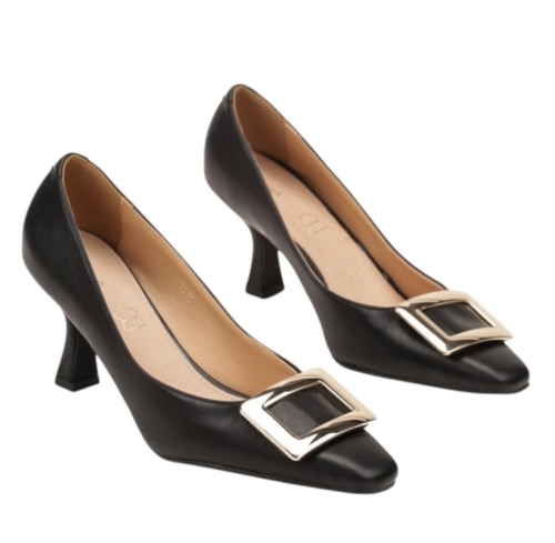 Черни остри обувки на ток- Sisi Black 11712