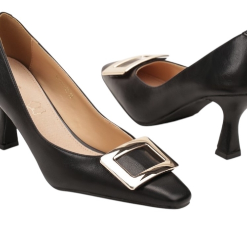 Черни остри обувки на ток- Sisi Black 11712