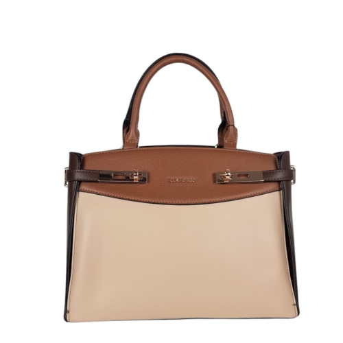 Остри бежови обувки на удобен широк ток- Katlin Beige 11703