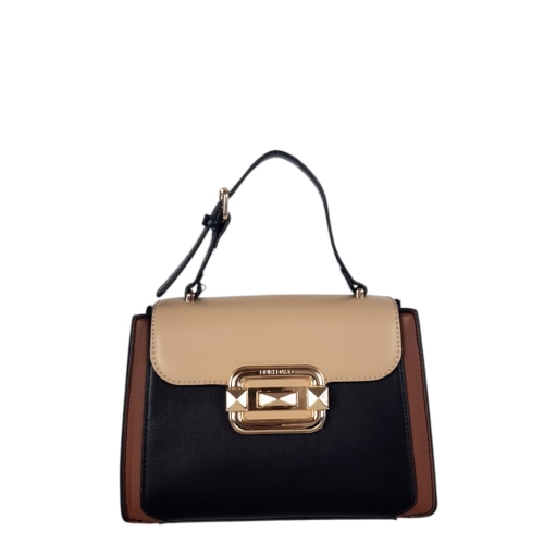 Остри бежови обувки на широк ток- Klaudia Beige 11698