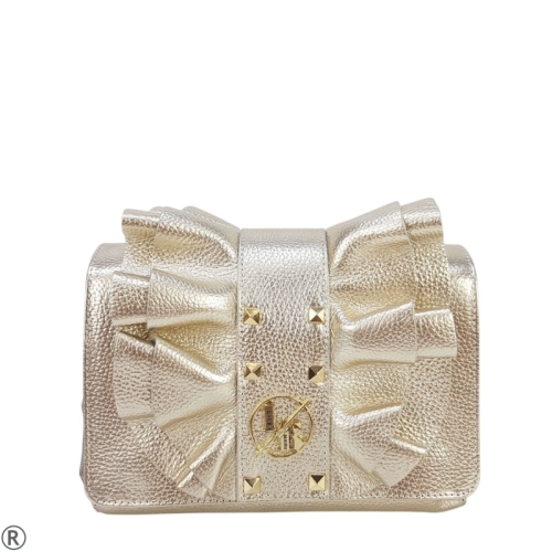 Златни равни обувки с каишка- Nansi Gold 11674