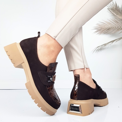 Кафяви дамски обувки от естествена кожа- Petra Brown 11720