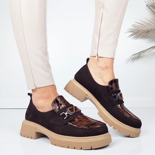 Кафяви дамски обувки от естествена кожа- Petra Brown 11720