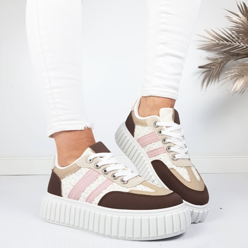 Кецове розово и цвят кафе на платформа- Sidni Pink 11722