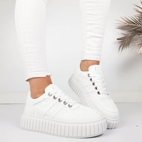 Бели кецове на платформа- Sidni White 11723