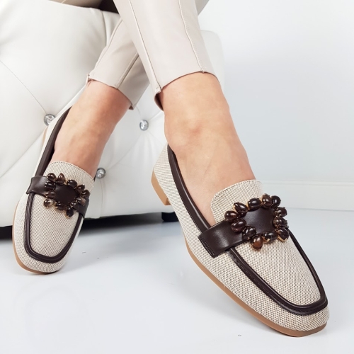 Равни мокасини цвят кафе- Greta Koffee 11724