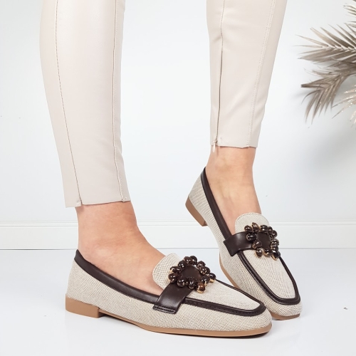 Равни мокасини цвят кафе- Greta Koffee 11724