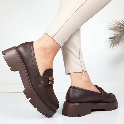 Дамски кожени мокасини цвят кафе- Amanda Koffee 11726