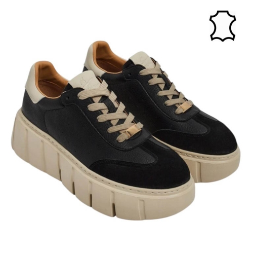Спортни обувки от естествена кожа - Daris Black 11730