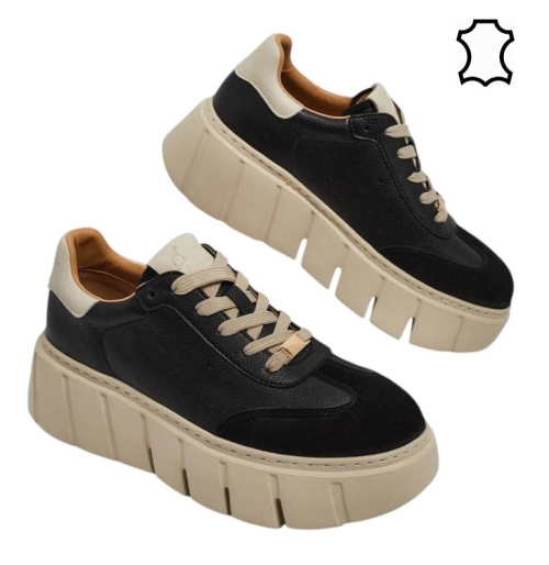Спортни обувки от естествена кожа - Daris Black 11730