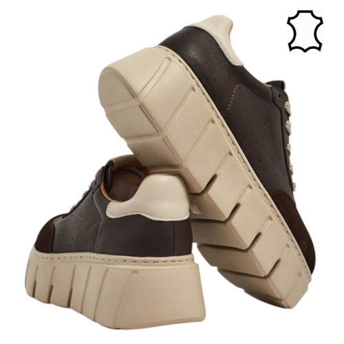 Кецове от естествена кожа цвят кафе- Daris Koffee 11731