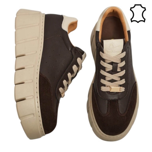 Кецове от естествена кожа цвят кафе- Daris Koffee 11731