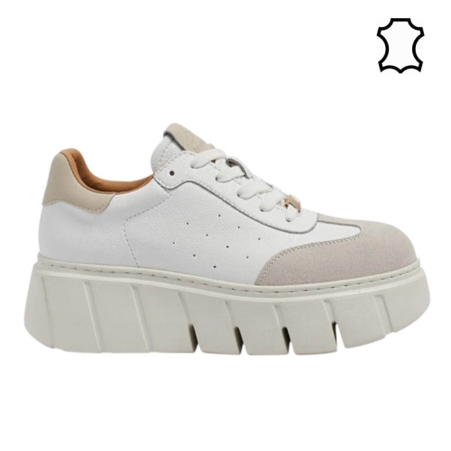 Кецове на платформа от естествена кожа- Daris White 11732
