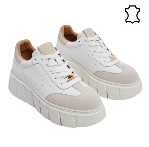 Кецове на платформа от естествена кожа- Daris White 11732