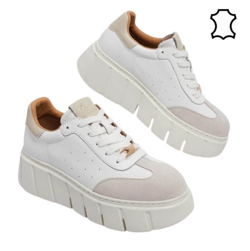 Кецове на платформа от естествена кожа- Daris White 11732