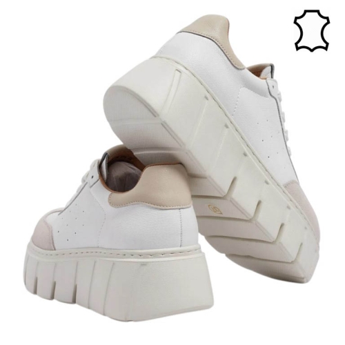 Кецове на платформа от естествена кожа- Daris White 11732